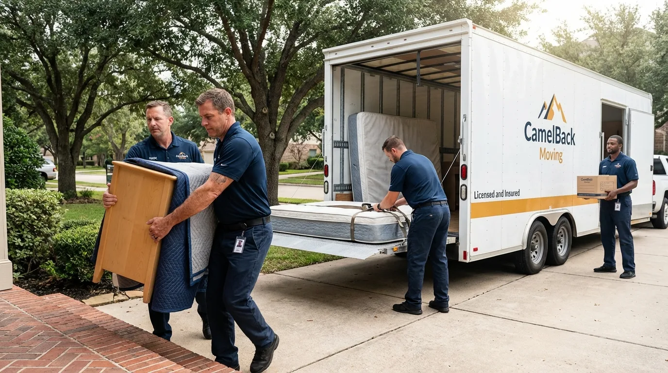 Crew loading residential truck for cross-state move from Lancaster, MA